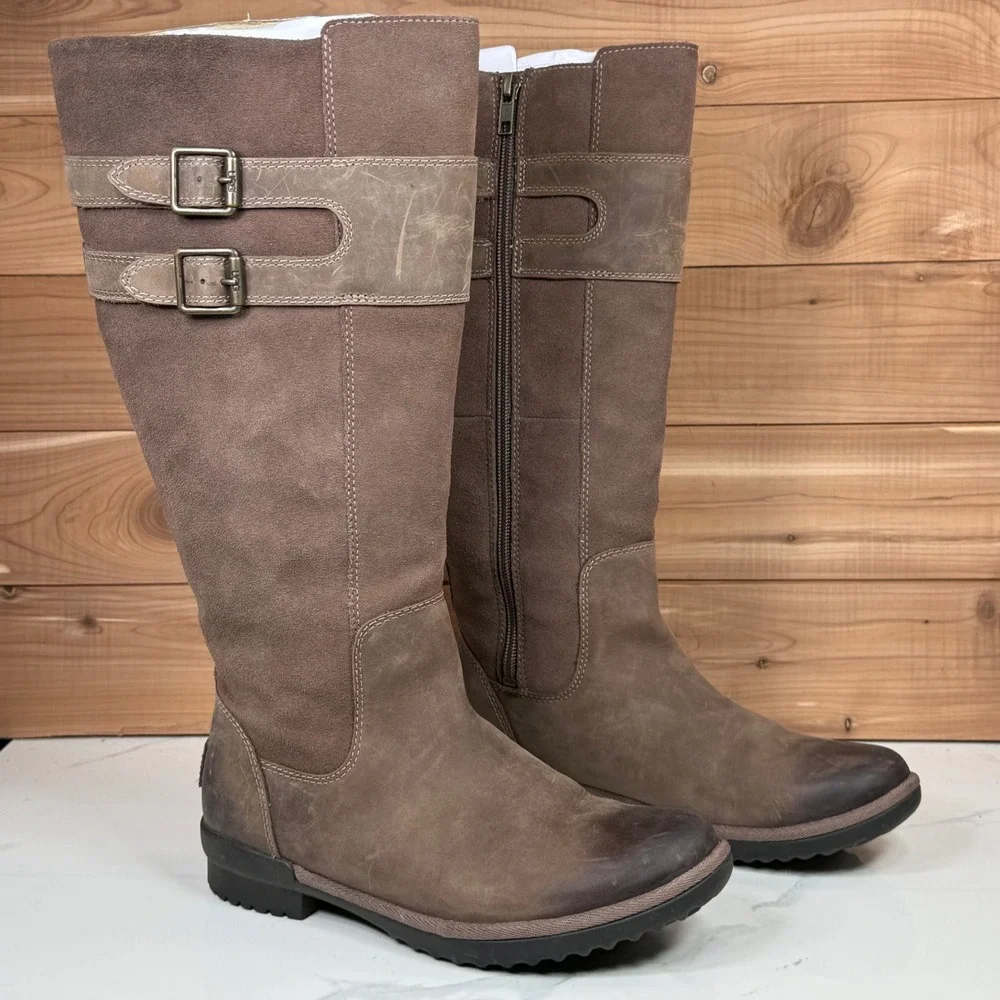 UGG‎ Women's Zarina Tall Suede Brown Waterproof Boots 1112315 Size 7